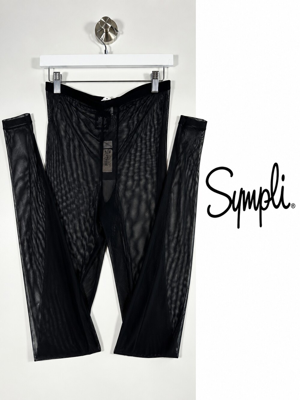 NWT Sympli The Best Black Sheer Mesh Leggings Pants Size 6 Made in Canada